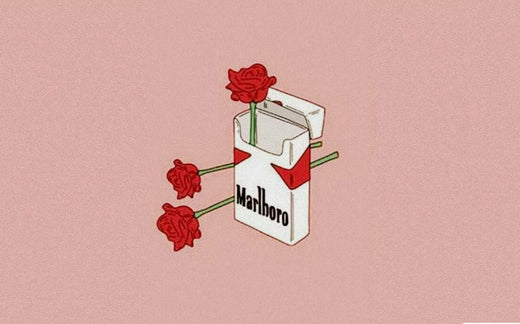 Illustration of Marlboro pack with roses inside